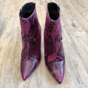 Pink Snake Print Ankle Boots